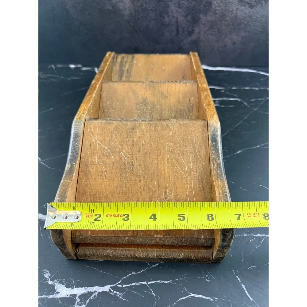 Vintage Rustic Solid Oak Wood 3 Tier Wall Mounted Letter Holder 18in Tall